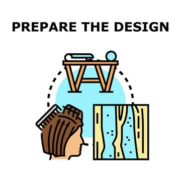 Preparing a creative interior design project blueprint idea Stock Illustration