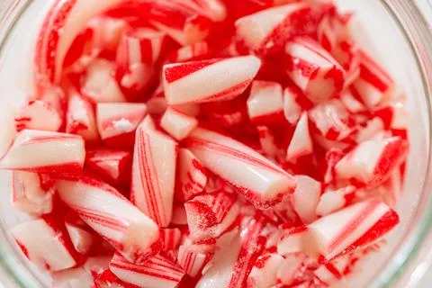Preparing Crushed Candy Canes for Baking Projects Stock Photos
