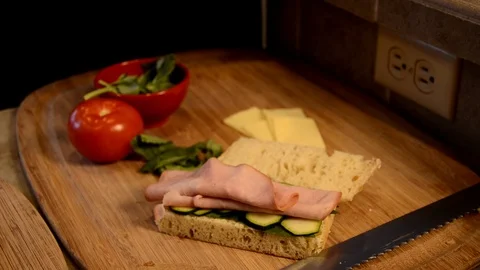 Preparing Cucumber Sandwich Stock Footage 93969415