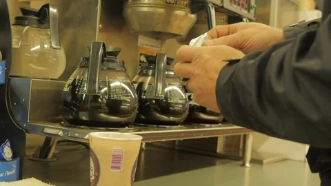 Preparing A Cup Of Coffee At A Gas Station. Video stock 81054518
