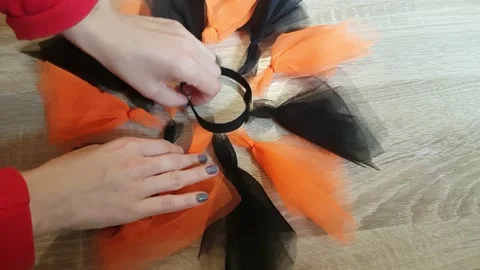 Preparing decorations for the magic holiday Halloween Видео 153843876