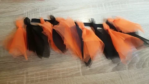 Preparing decorations for the magic holiday Halloween Stockbeeldmateriaal 153843878
