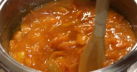 Preparing a delicious apricot jam Stock Footage 112132941