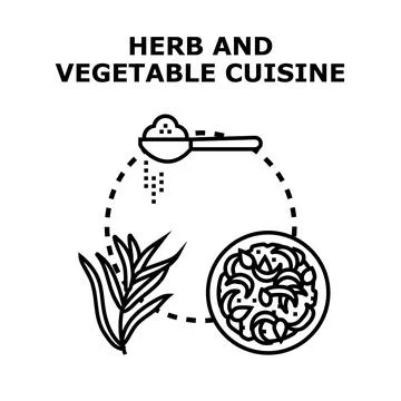 Preparing delicious herb and condiment vegetable cuisine Stock Illustration