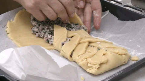 Preparing delicious strudel Stock Footage 93730807