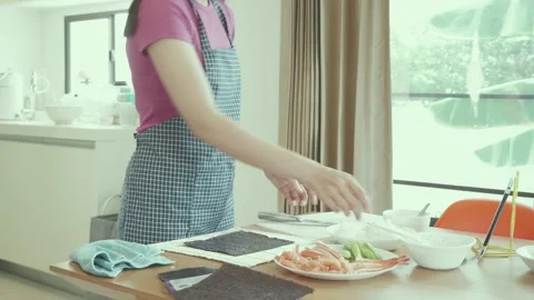 Preparing Delicious Sushi at Home Stock Footage 314003532