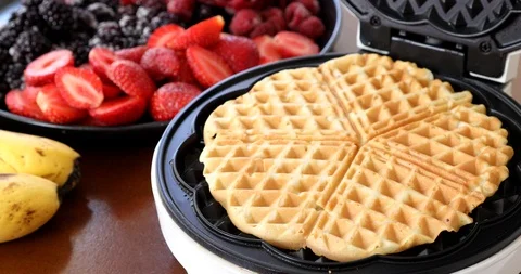 Preparing Delicious Waffles In A Waffle Maker 2 Stock-Footage 119379621