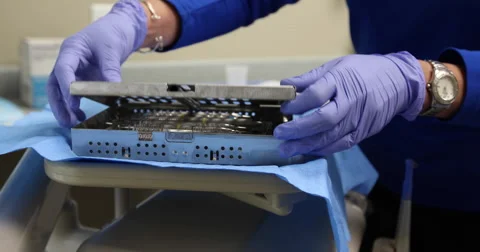 Preparing Dental Tools for Sterilization Cleaning Stock Footage 62768329