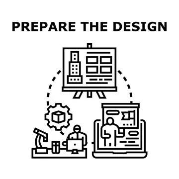 Preparing design project presentation development process Stock Illustration