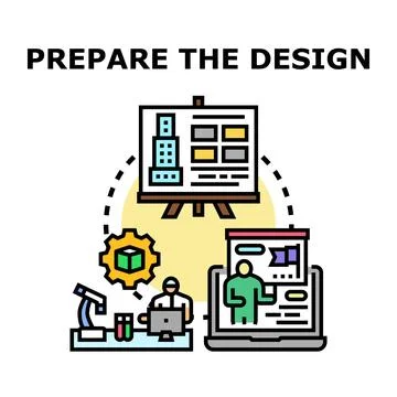 Preparing design project presentation development process Stock Illustration