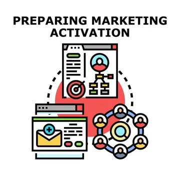 Preparing digital marketing activation strategy planning Stock Illustration