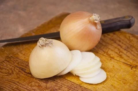 Preparing Dinner With Sliced Onions Stock Photos