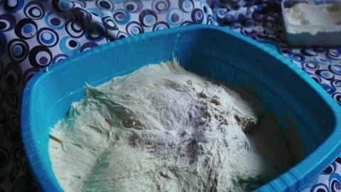 Preparing dough for baking Stock Footage 168532379