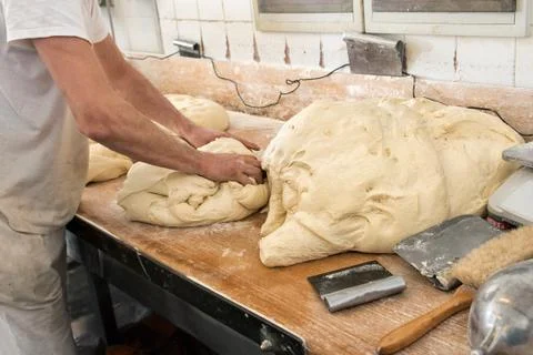 Preparing dough for bread Stock Photos
