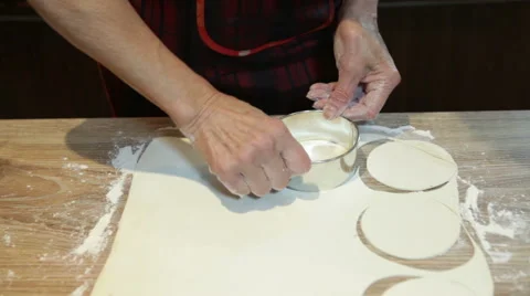Preparing dough for donuts Stock Footage 58214692