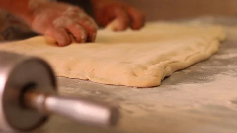 Preparing dough for kneading Stock-Footage 130086450