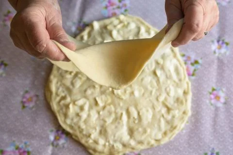 Preparing dough for pie Stock Photos