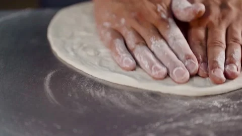 Preparing dough for pizza. slow motion. Stock Footage 138954295