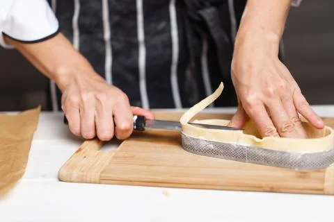 Preparing dough for tart Stock Photos