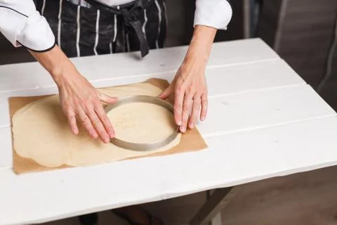 Preparing dough for tart Stock Photos