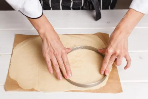 Preparing dough for tart Stock Photos