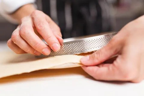 Preparing dough for tart Stock Photos