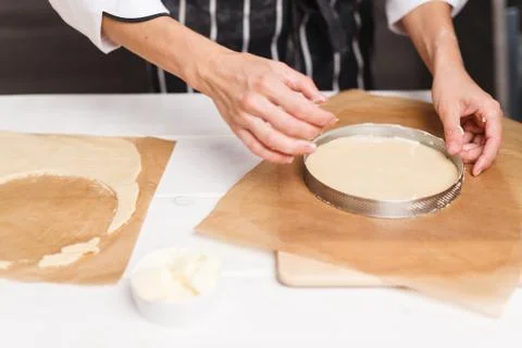 Preparing dough for tart Stock Photos