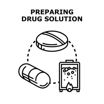 Preparing drug solution concept for pharmaceutical research Stock Illustration