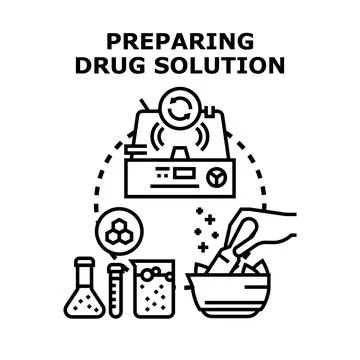 Preparing drug solution for pharmacy or laboratory research Stock Illustration