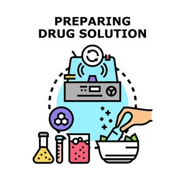 Preparing drug solution for pharmacy or laboratory research Stock Illustration
