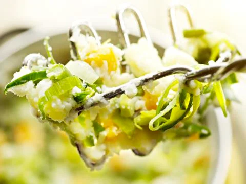 Preparing a duth stew with mashed potatoes Stock Photos