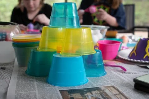 Preparing to Dye Easter Eggs ? Stock Photos