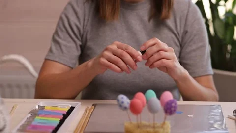 Preparing to dye eggs for Easter Stock Footage 171217147