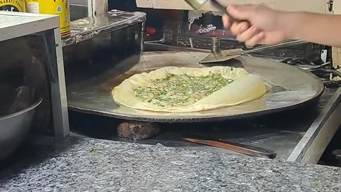 Preparing egg martabak frying step Stock Footage 219172005
