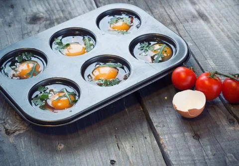 Preparing egg muffins Stock Photos
