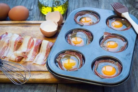Preparing egg muffins Stock Photos