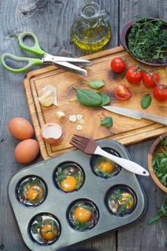 Preparing egg muffins Stock Photos