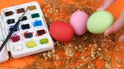 Preparing eggs colorful Stock-Footage 238935654