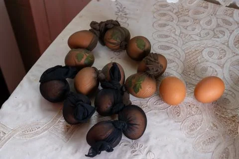 Preparing eggs for Easter coloring Stock Photos