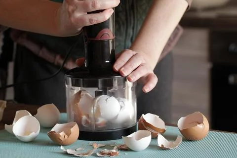 Preparing Eggshell Powder. Calcium supplement eggshell, natural compost Stock Photos