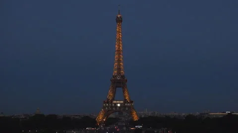 Preparing Eiffel Tower Lights Show France National Day Paris Touristic Landmark. Stock Footage 64307534