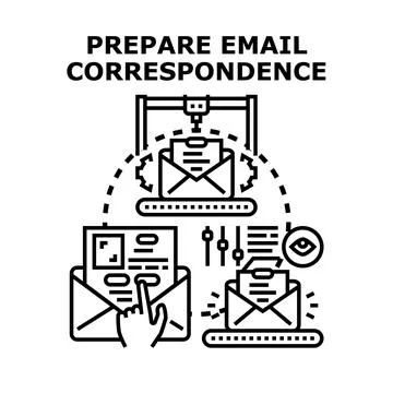 Preparing electronic mail correspondence digital communication process イラスト素材