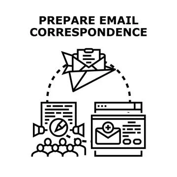 Preparing email correspondence and messaging communication Illustrazione stock