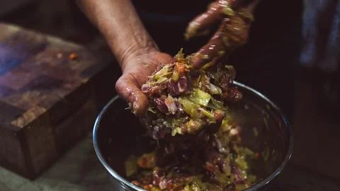 Preparing an empanada Foto stock