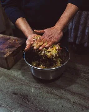 Preparing an empanada Stock Photos