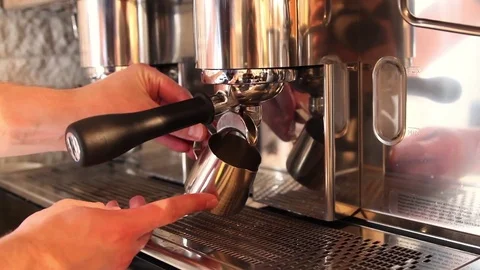 Preparing espresso coffee machine Stock Footage 70003942
