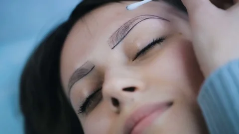 Preparing Before Eyebrows Tattooing Video stock 83579578