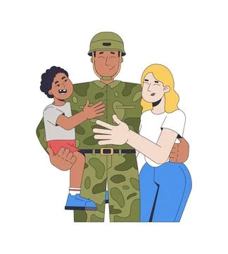 Preparing family for deployment 2D vector illustration Stock Illustration