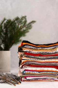 Preparing for a festive table setting Stock Photos