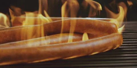 Preparing few sausages and hot dogs 스톡 동영상 247386341